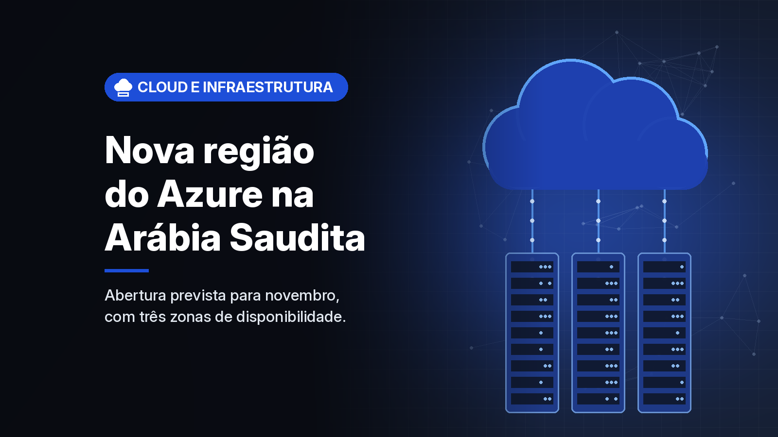 Microsoft confirma região Saudi Arabia East do Azure, com três zonas, para novembro de 2026