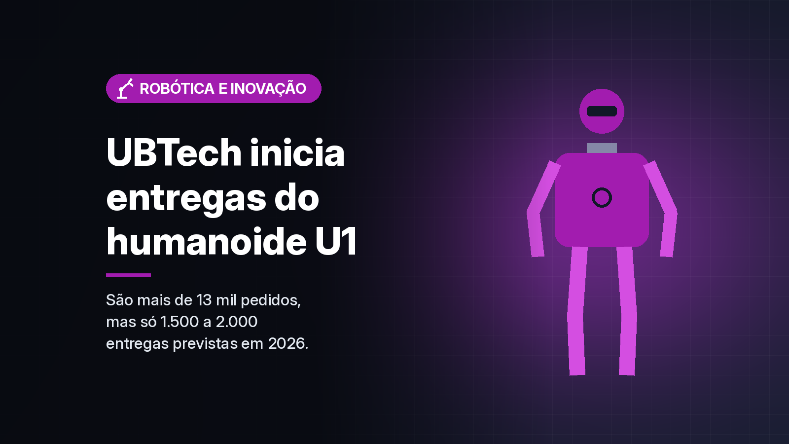 UBTech começa a entregar o humanoide U1, mas prevê no máximo 2 mil unidades em 2026