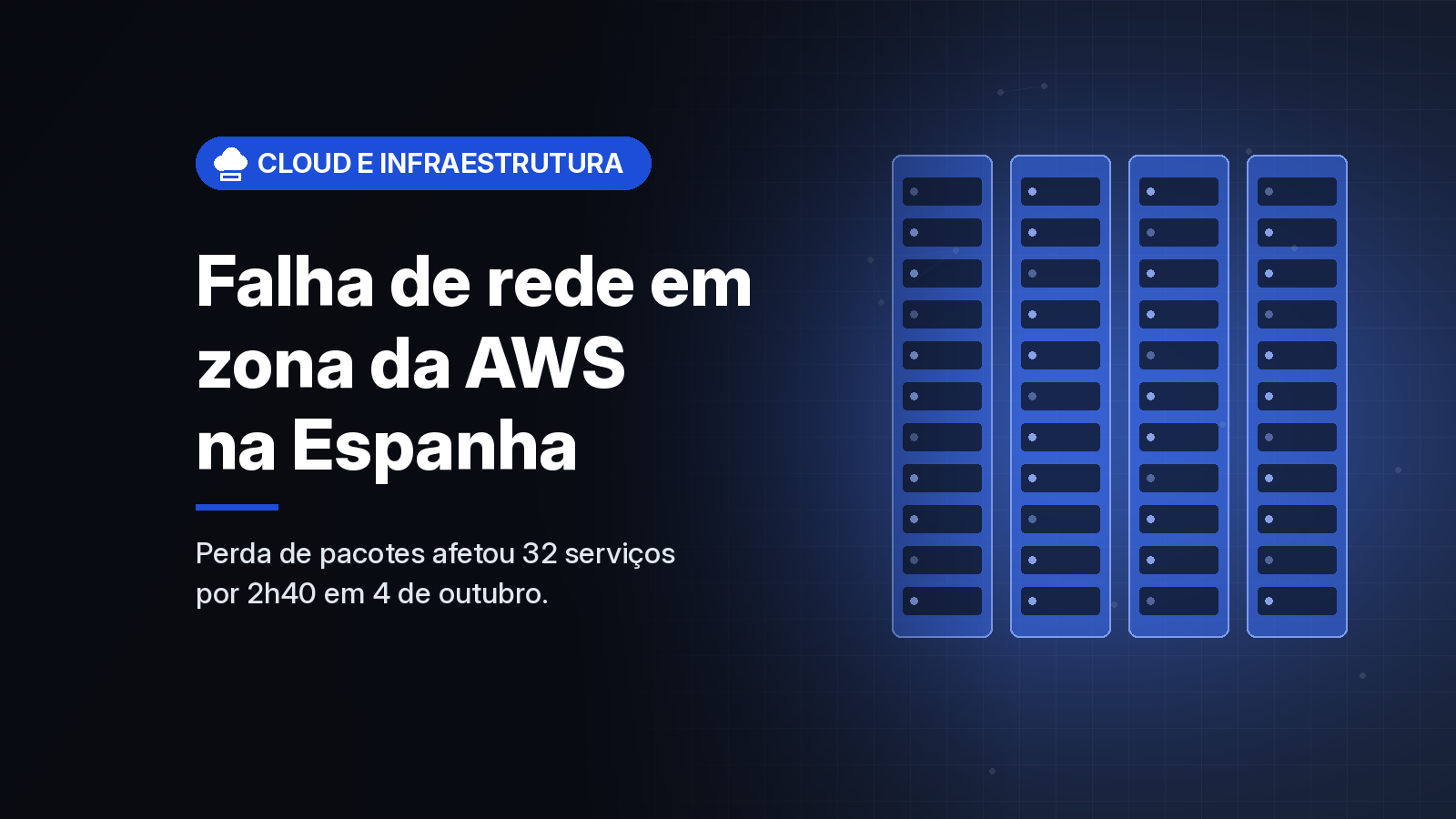 Mudança de configuração de rede causa 2h40 de perda de pacotes em zona da região AWS da Espanha