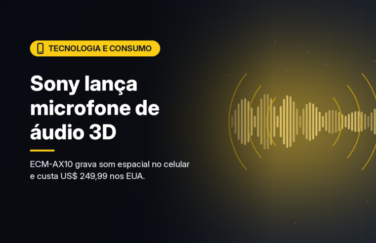 Sony lança o ECM-AX10, microfone USB-C que grava áudio espacial no celular, por US$ 249,99