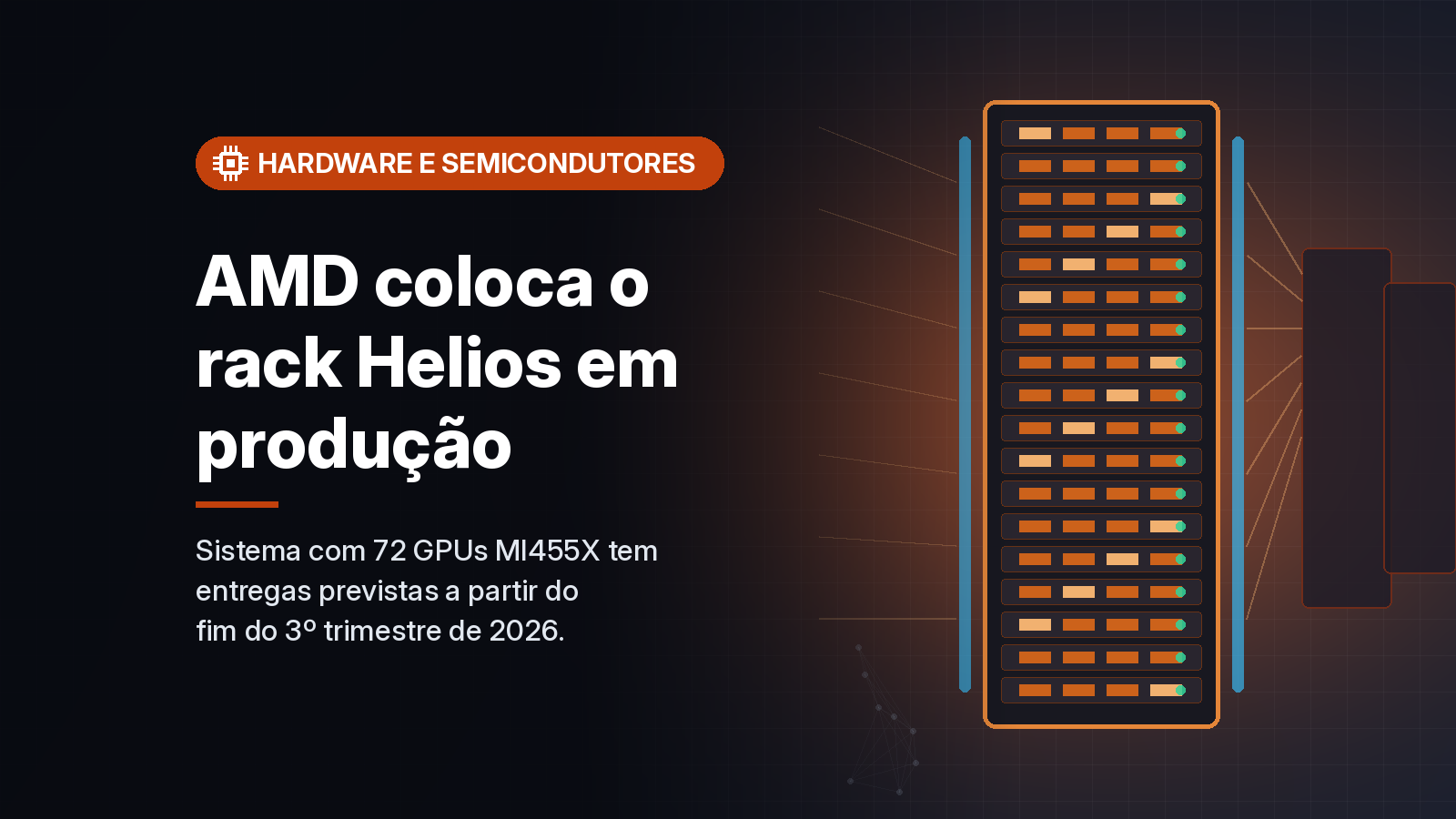 AMD lança o rack Helios com 72 GPUs MI455X e diz que ele já está em produção plena