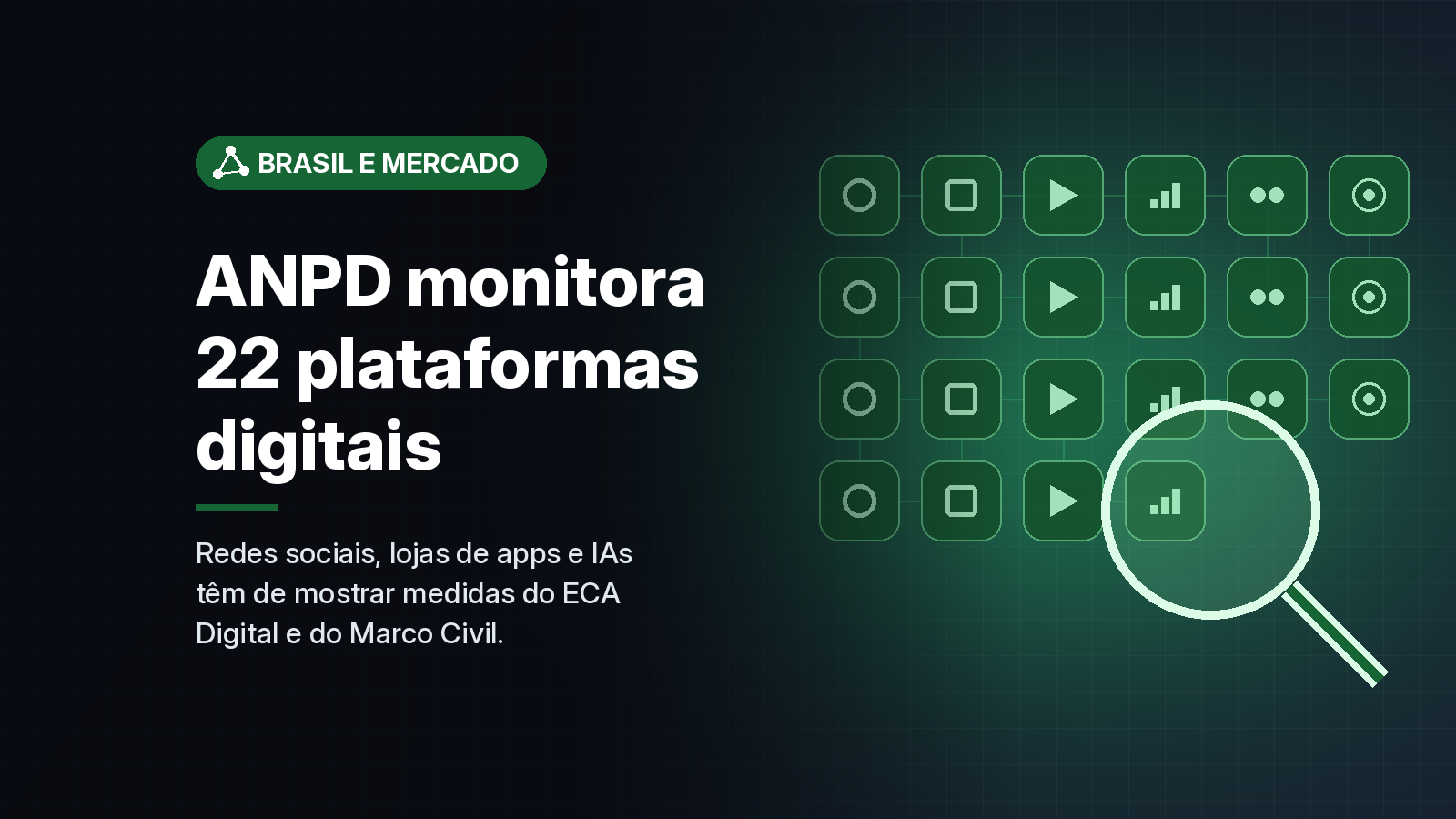 ANPD abre monitoramento de 22 plataformas, de redes sociais ao ChatGPT, com base no ECA Digital e no Marco Civil