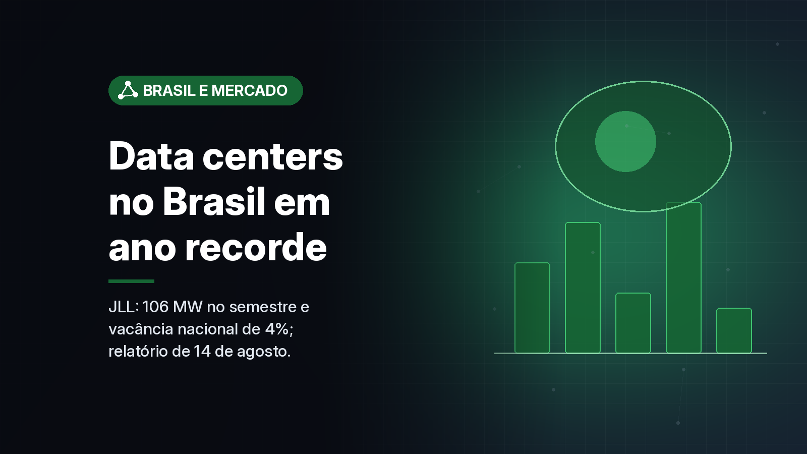 JLL: Brasil caminha para recorde de entregas de data centers em 2026, com vacância de 4%