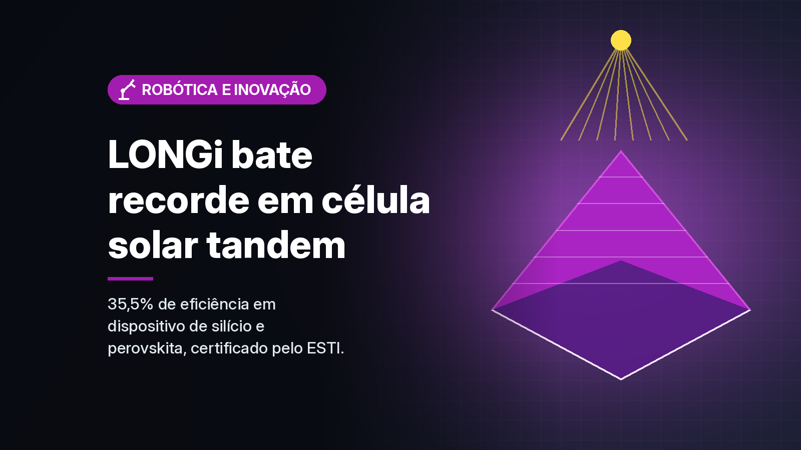 LONGi anuncia célula solar tandem de perovskita e silício com 35,5% de eficiência, certificada pelo ESTI