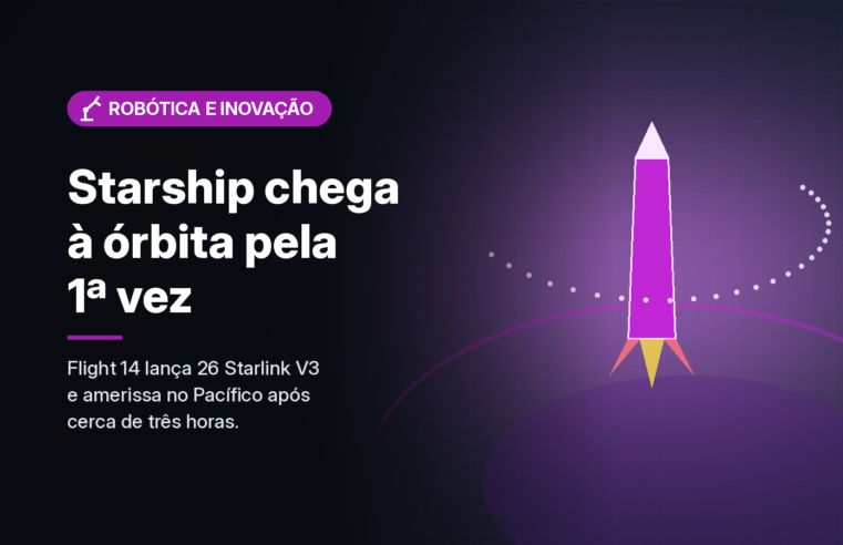 Starship da SpaceX chega à órbita pela primeira vez e lança 26 satélites Starlink V3