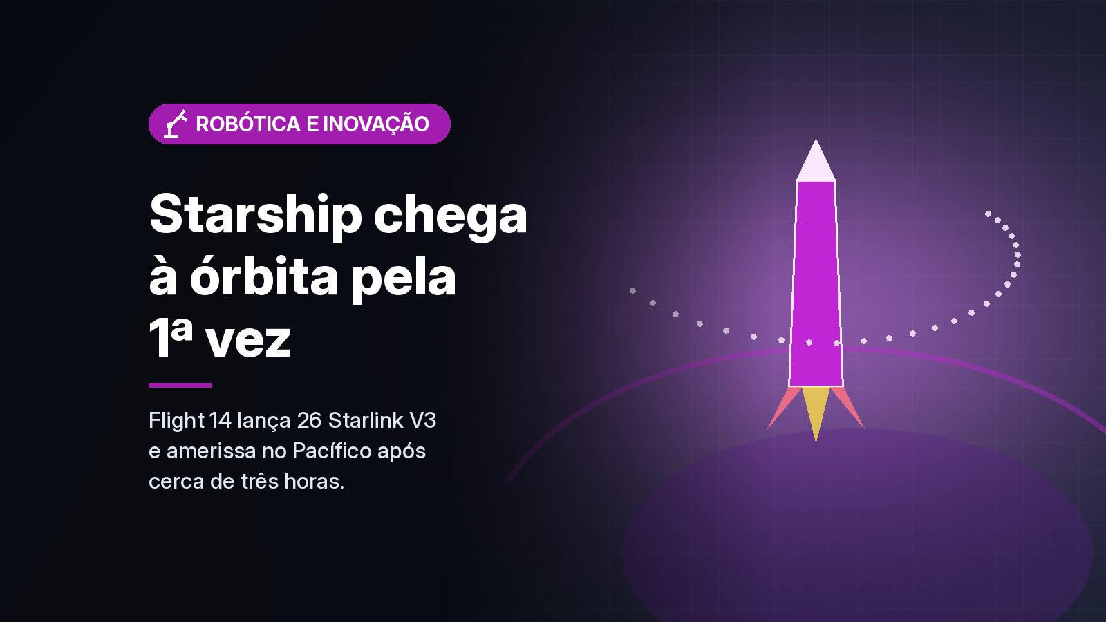 Starship da SpaceX chega à órbita pela primeira vez e lança 26 satélites Starlink V3
