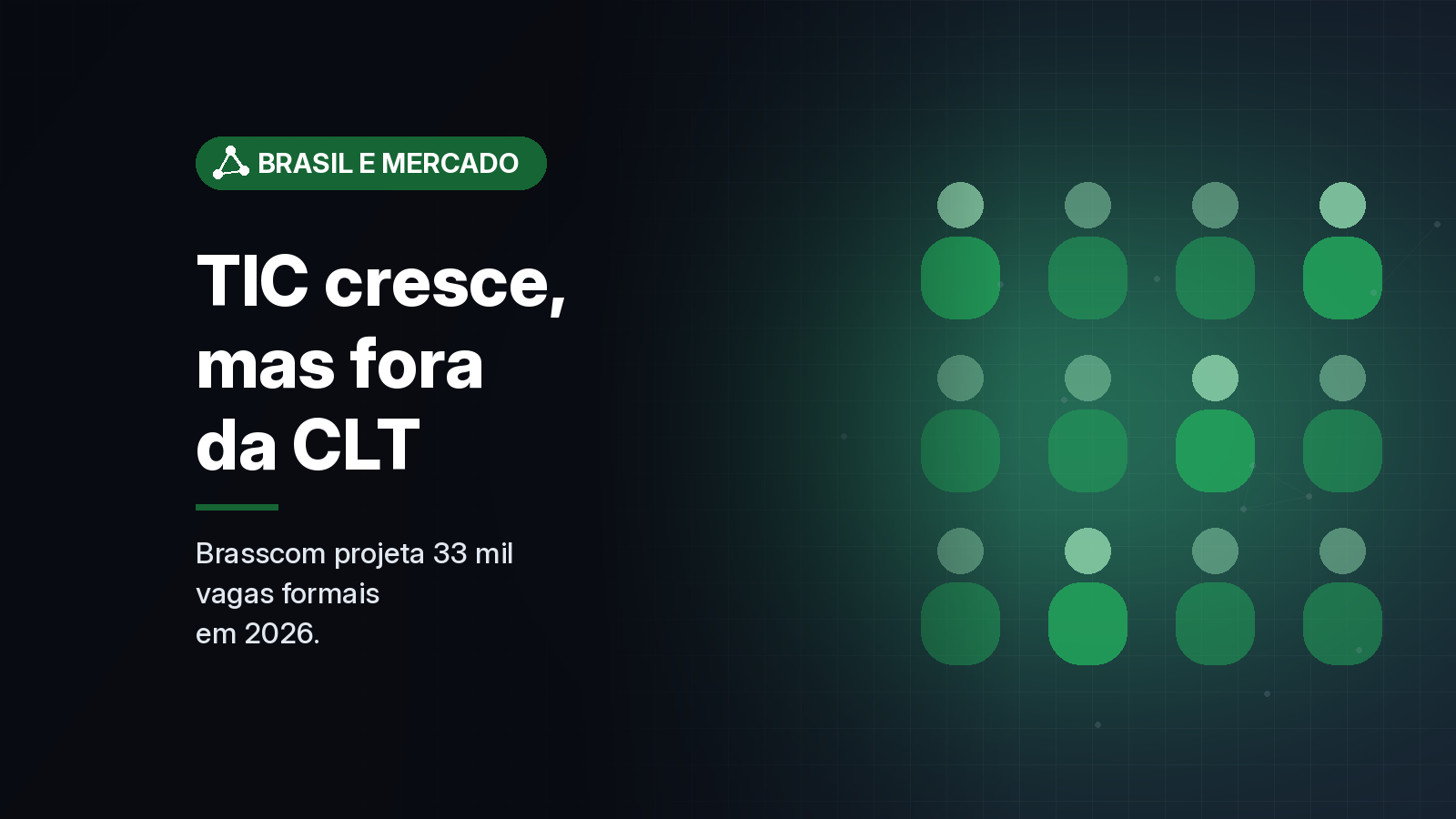 Brasscom projeta 33 mil vagas CLT em TIC em 2026, mas crescimento recente do setor foi puxado por MEIs